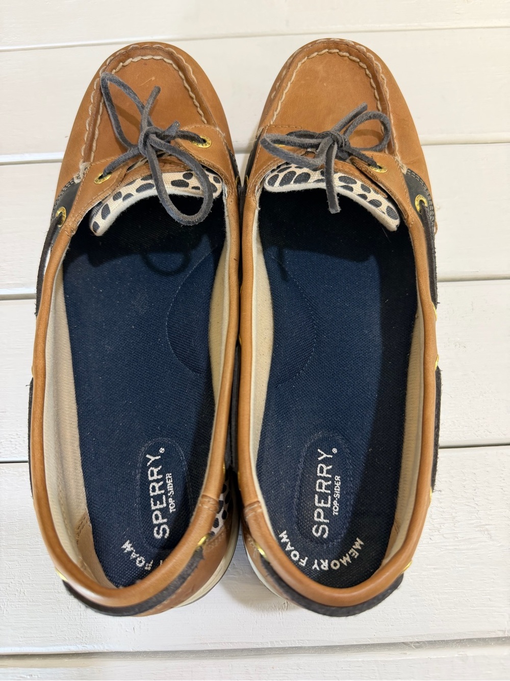 Sperry Authentic Original Leather Boat Shoes Cheetah Print Memory Foam Womens 11 - Picture 8 of 10